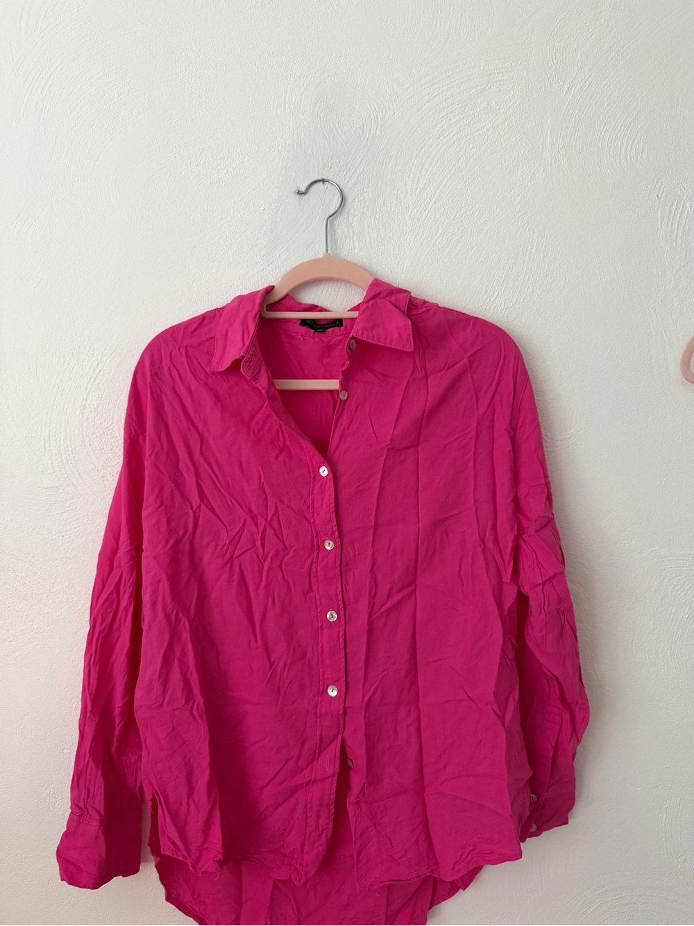 Cotton Candy Hot Pink Button-Down Blouse